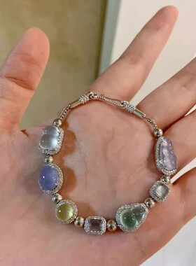 超闪彩钻葫芦手链女vintage轻奢圆蛋方形几何小众气质设计感手饰