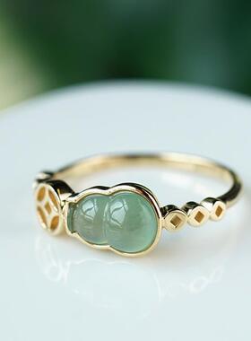 【瑶瑶】镀S925银葫芦戒指未时原创镶嵌指环气质时尚精准女百搭批