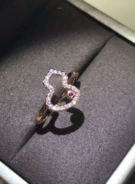 麒家满钻葫芦戒指CNC高版925银时尚设计镂空玉髓贝母对戒福禄指环