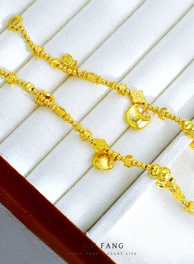 高保色古法沙金小胖福盘缠葫芦手链招财纳福精致国潮风串珠手链女