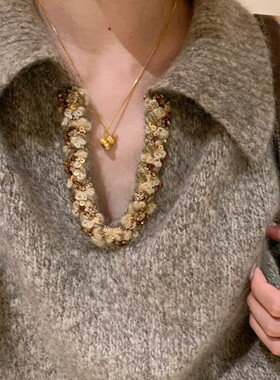 拉丝锆石南瓜葫芦项链女轻奢简约锁骨链新款轻奢高级感情人节礼物