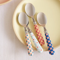 (88VIP) Network Yi Yan Elects Spoon Children Stainless Steel Baby Dining Spoon Color Style Random Hair