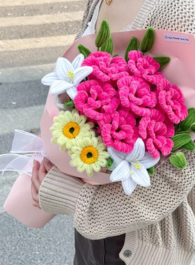 广志的花送美伢的花束同款粉色成品扭扭棒生日礼物浪漫玫瑰送女生