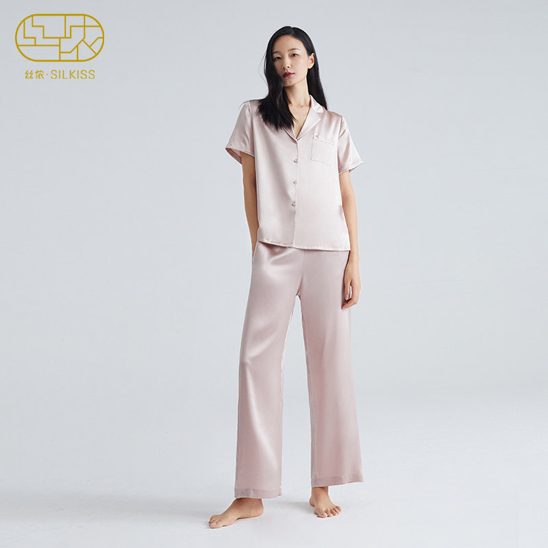 丝侬22姆米女款两件套简约短袖睡衣 SILKISS丝侬睡衣/家居服套装