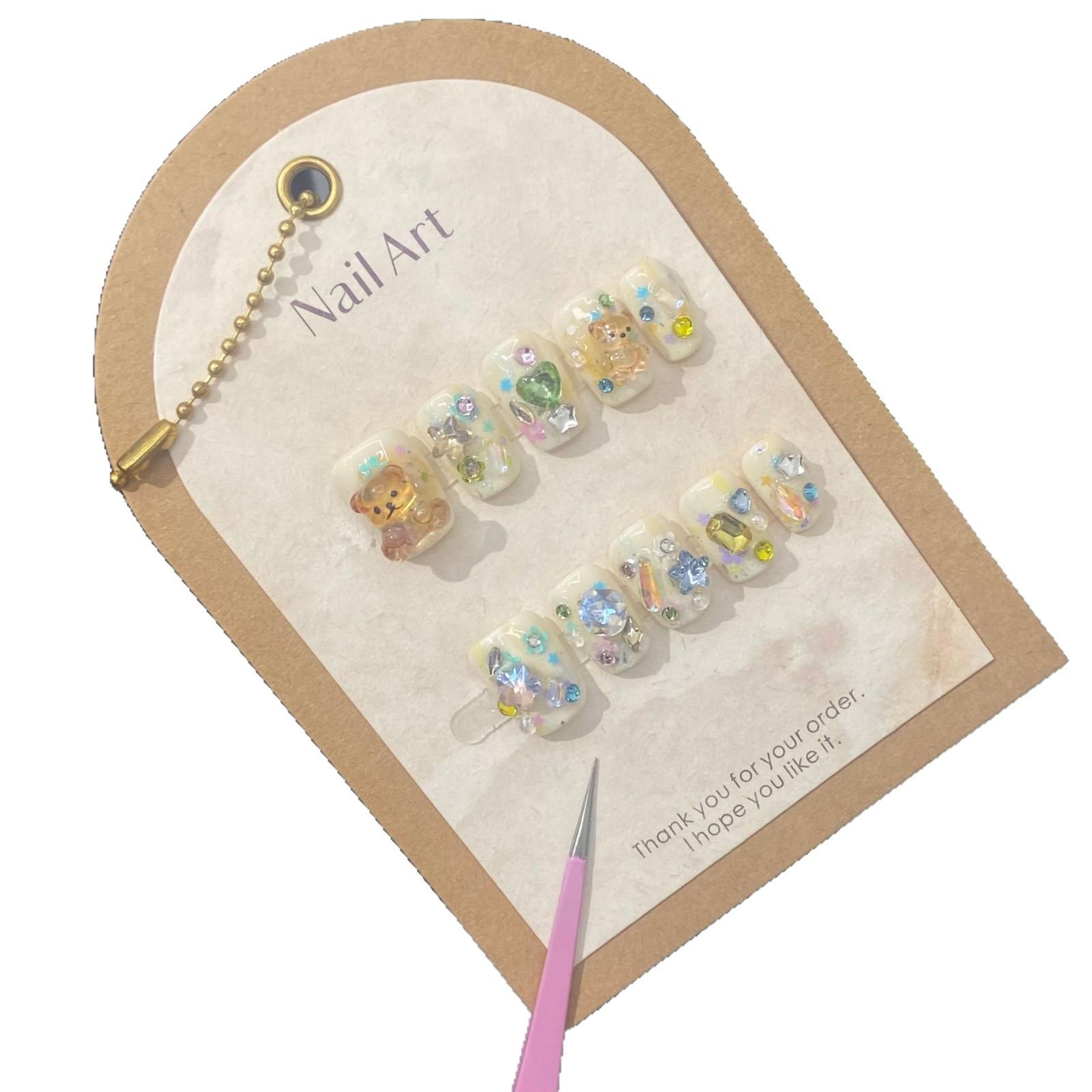 纯手工穿戴美甲多巴胺立体款小熊软糖卡通款ins风可爱款可拆卸款 - 图3