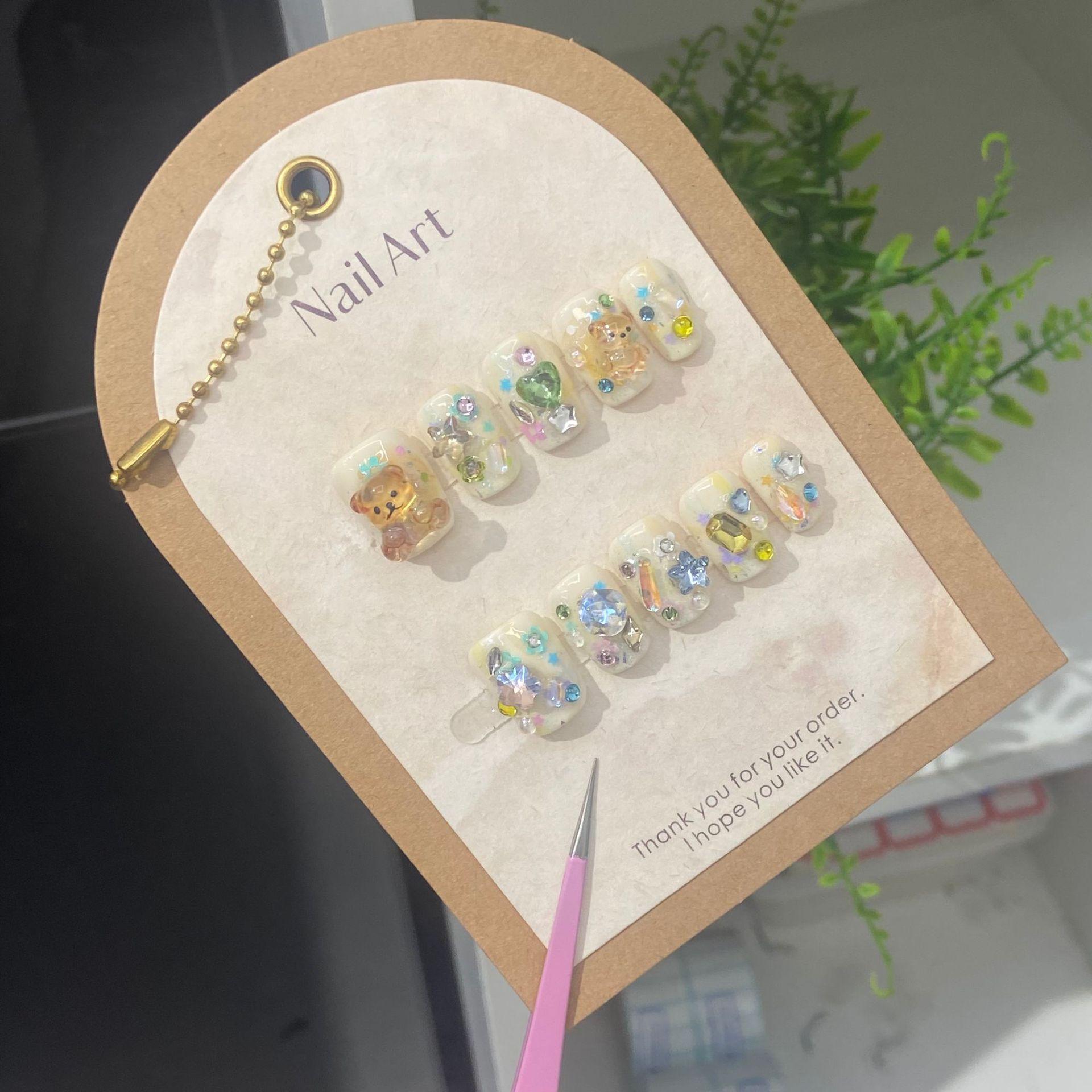 纯手工穿戴美甲多巴胺立体款小熊软糖卡通款ins风可爱款可拆卸款 - 图2