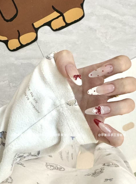 【甜心少女】春日氛围感法式爱心波点美甲ins温柔简约纯欲穿戴甲