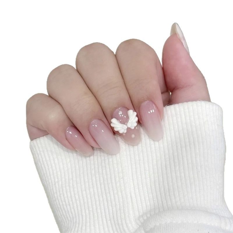 新款立体纯手工穿戴甲可爱小熊波点裸色显白ins甜美公主学生美甲,淘宝优惠券,粉丝福利购,淘宝优惠卷