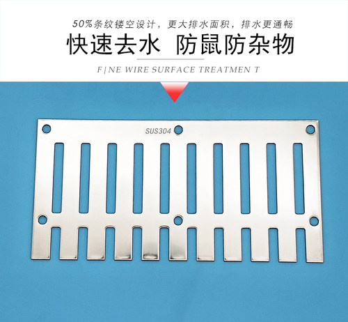 不锈钢地沟盖板厨房侧墙下水道格栅地漏户外排水沟防树叶过滤网盖 - 图0