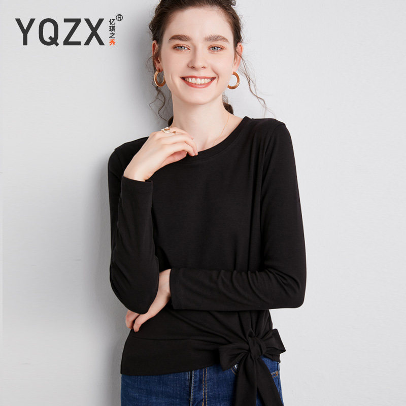 车厘子红长袖t恤女纯棉秋装打底衫 亿琪之秀T恤