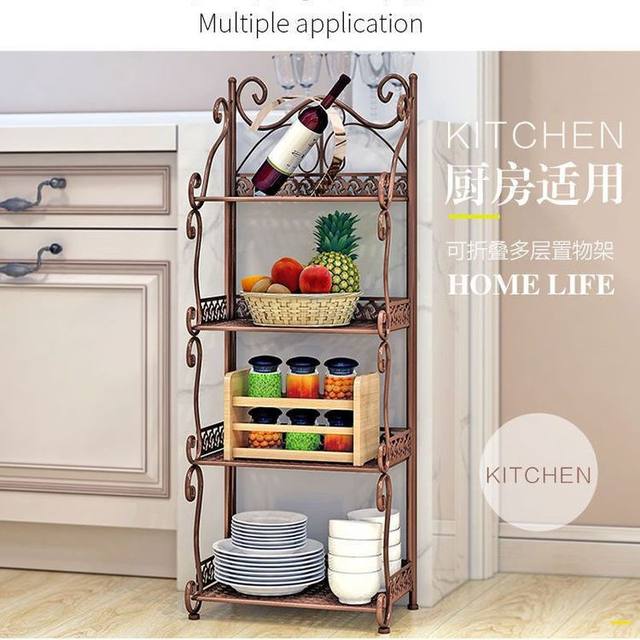Anti-rust wrought iron storage rack that requires no punching and is foldable