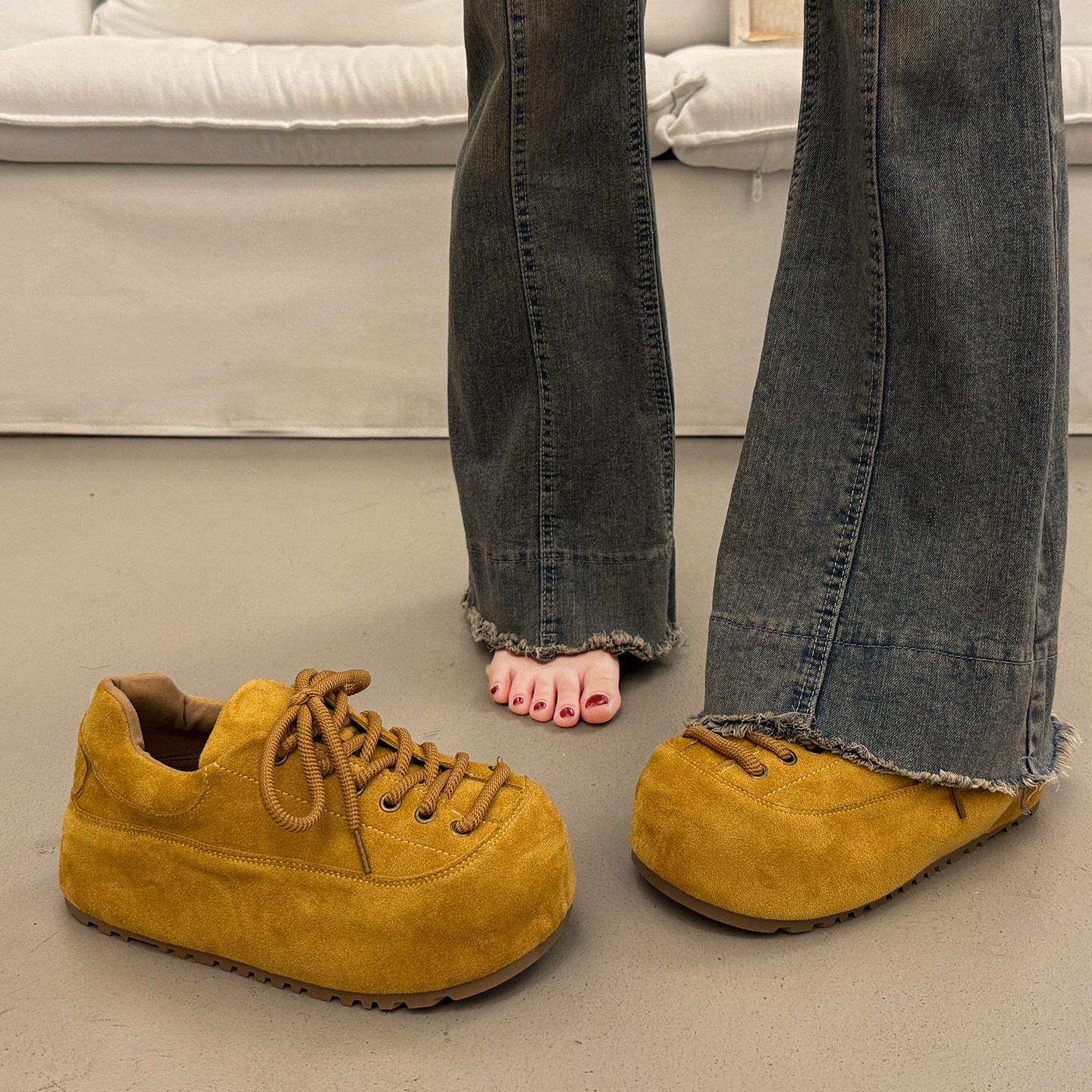 法式系带深口单鞋女秋冬厚底内增高勃肯鞋2025新款大头松糕面包鞋,淘宝优惠券,粉丝福利购,淘宝优惠卷