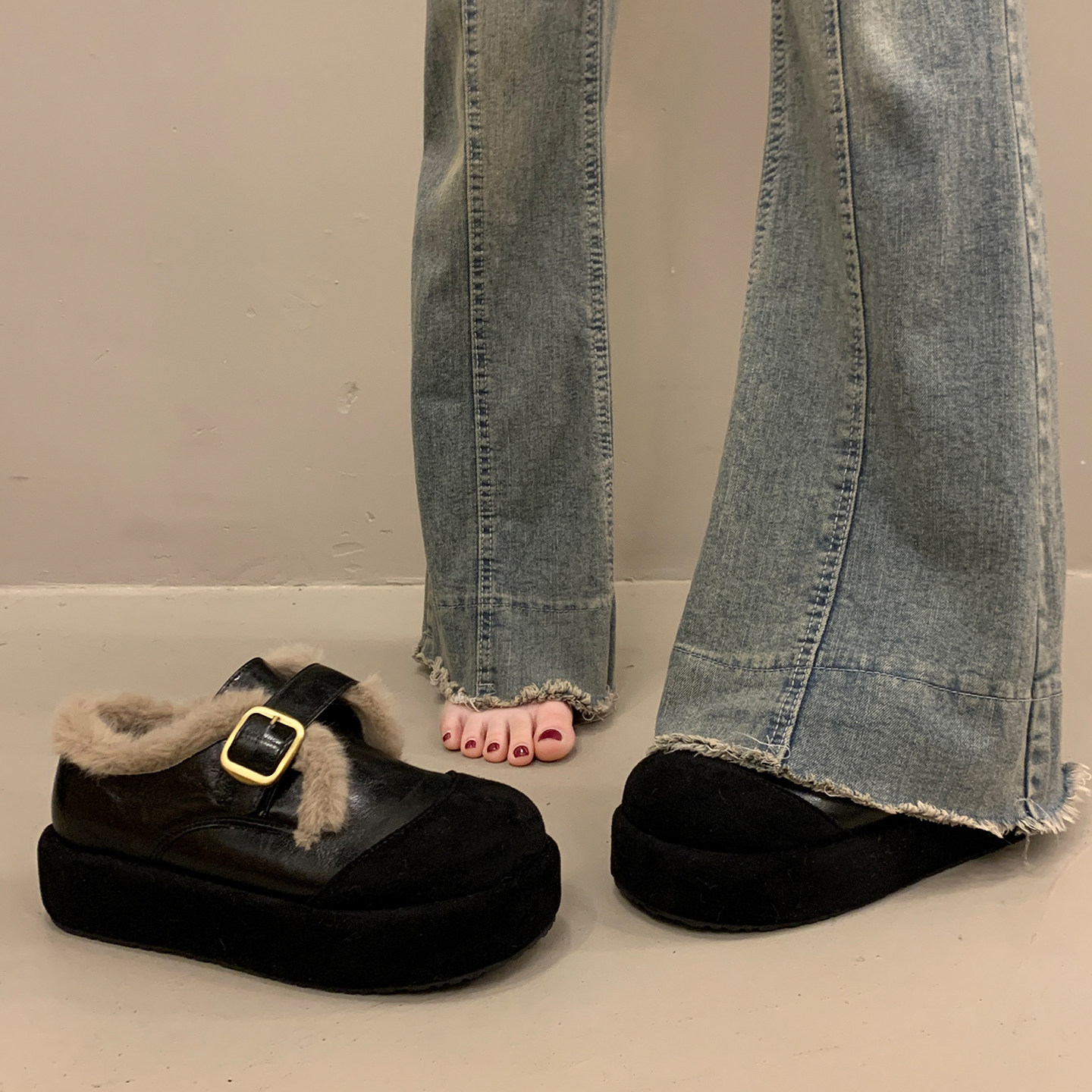 超火加绒保暖勃肯鞋女毛绒厚底棉鞋2025新款冬季爆款单鞋复古皮鞋,淘宝优惠券,粉丝福利购,淘宝优惠卷