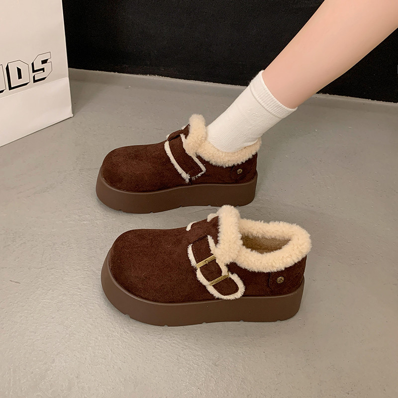 法式厚底增高小土豆勃肯鞋女2025新款冬小个子超火爆款加绒乐福鞋,淘宝优惠券,粉丝福利购,淘宝优惠卷