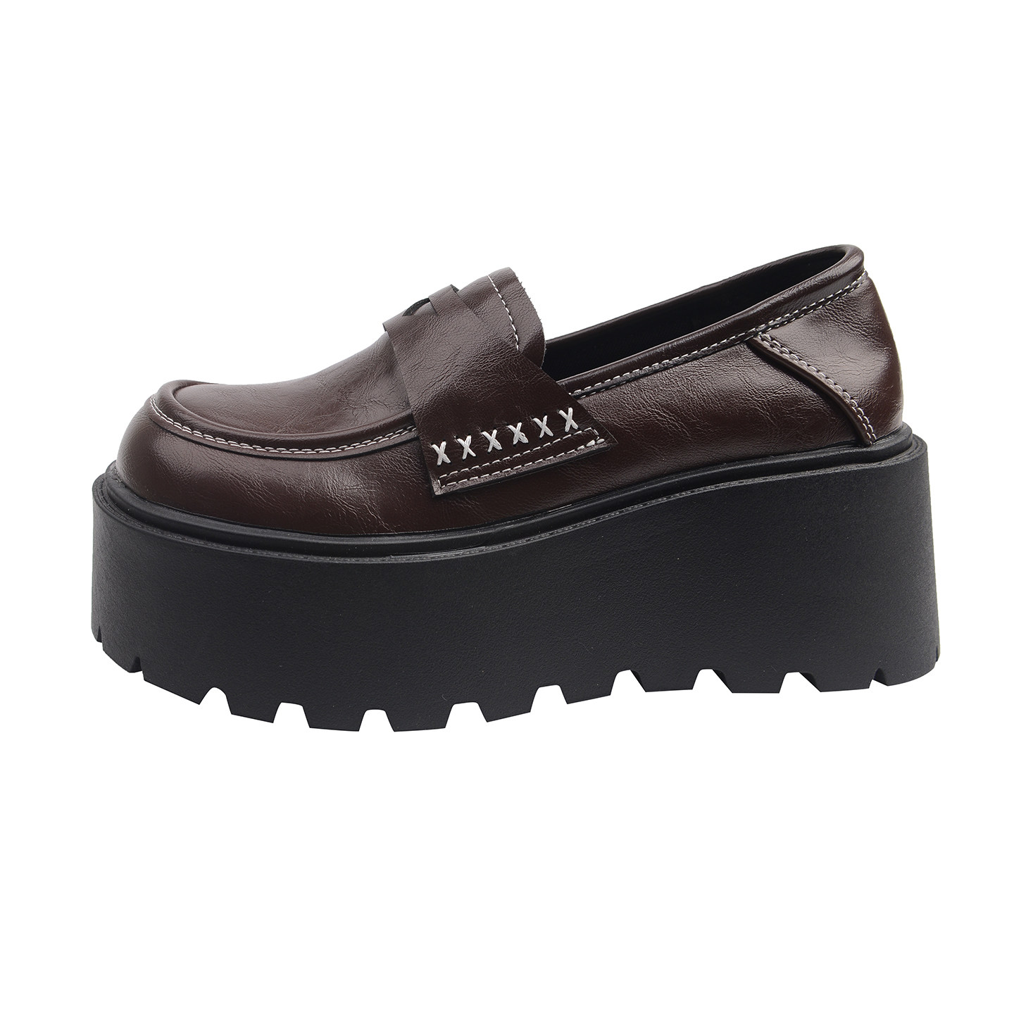 百搭英伦风厚底增高小皮鞋女秋冬单鞋2025新款一脚蹬玛丽珍松糕鞋,淘宝优惠券,粉丝福利购,淘宝优惠卷