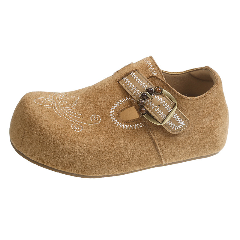 复古一脚蹬厚底勃肯鞋女春秋2026超火新款爆款棕色内增高平底单鞋,淘宝优惠券,粉丝福利购,淘宝优惠卷