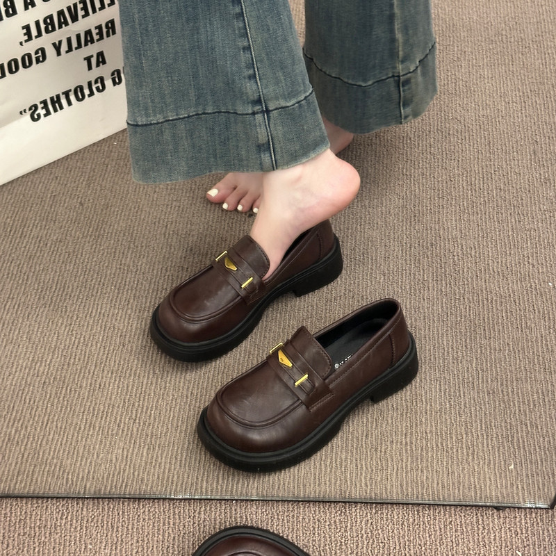 英伦风法式厚底增高深口单鞋女2025新款秋冬超火复古一脚蹬小皮鞋,淘宝优惠券,粉丝福利购,淘宝优惠卷