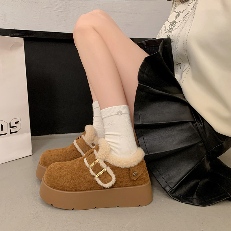 法式厚底增高小土豆勃肯鞋女2025新款冬小个子超火爆款加绒乐福鞋,淘宝优惠券,粉丝福利购,淘宝优惠卷