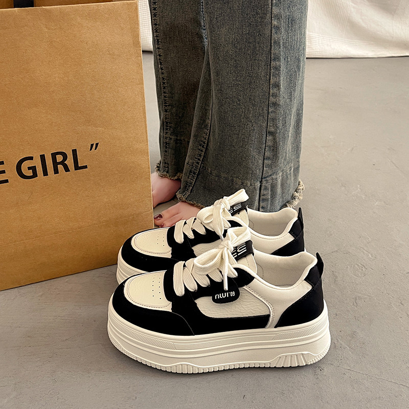 爆款百搭厚底小白鞋女小众板鞋2025新款秋冬季增高休闲运动面包鞋,淘宝优惠券,粉丝福利购,淘宝优惠卷