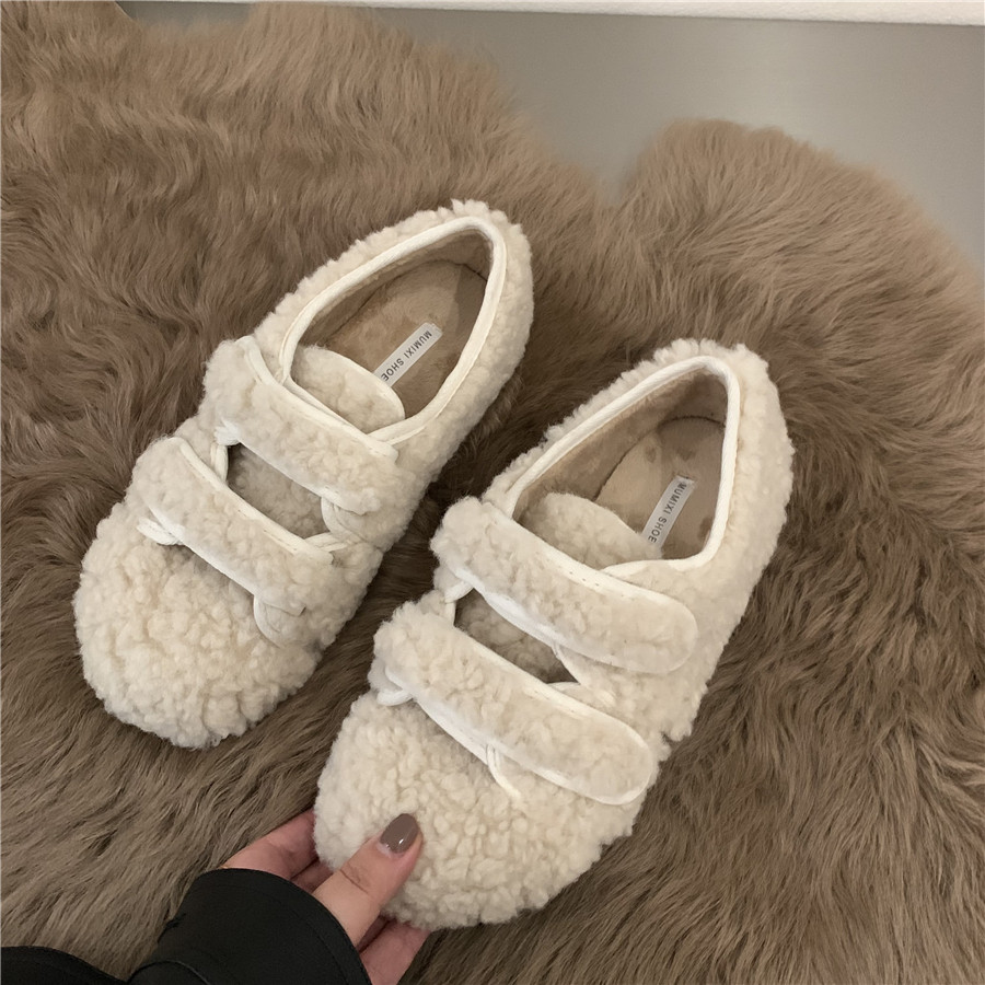 平底百搭白色毛毛棉鞋女鞋子外穿2026新款秋冬季加绒豆豆毛绒单鞋,淘宝优惠券,粉丝福利购,淘宝优惠卷