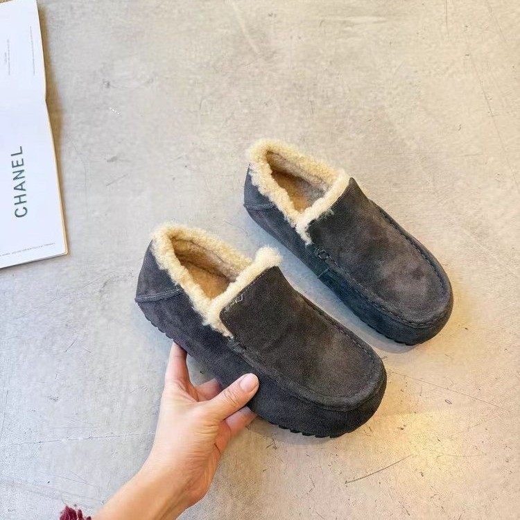 厚底加绒加厚乐福鞋女2025秋冬新款圆头软底一脚蹬保暖毛毛豆豆鞋,淘宝优惠券,粉丝福利购,淘宝优惠卷