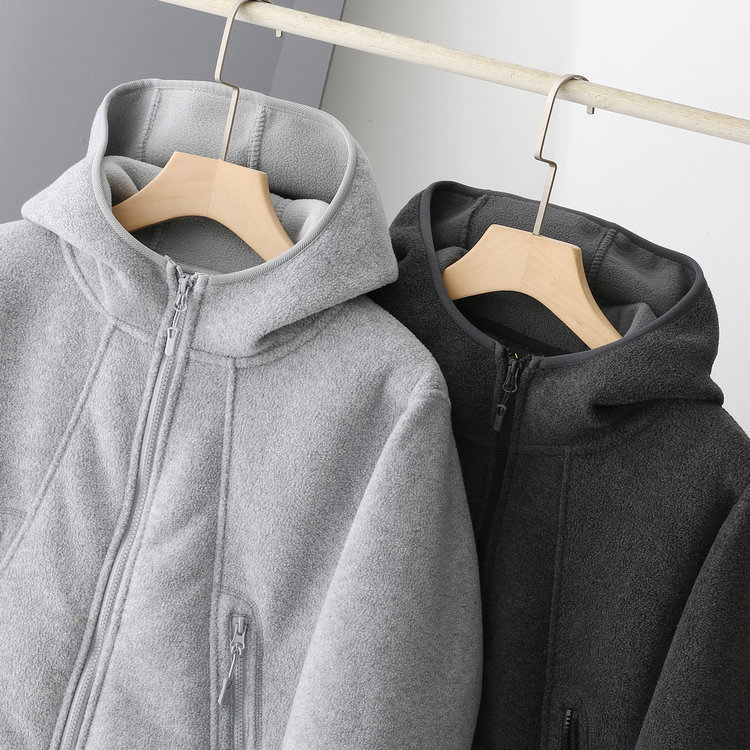 重磅双面摇粒绒立体裁剪冬季加厚户外防风保暖男女情侣款连帽外套 - 图1