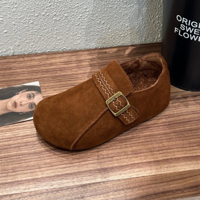 2025秋冬款反绒皮勃肯鞋女加绒磨砂保暖软底休闲金属扣带平底鞋女,淘宝优惠券,粉丝福利购,淘宝优惠卷