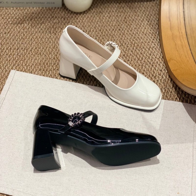 法式方头玛丽珍鞋女2026春季新款防滑深口一字带粗跟漆皮百搭单鞋,淘宝优惠券,粉丝福利购,淘宝优惠卷