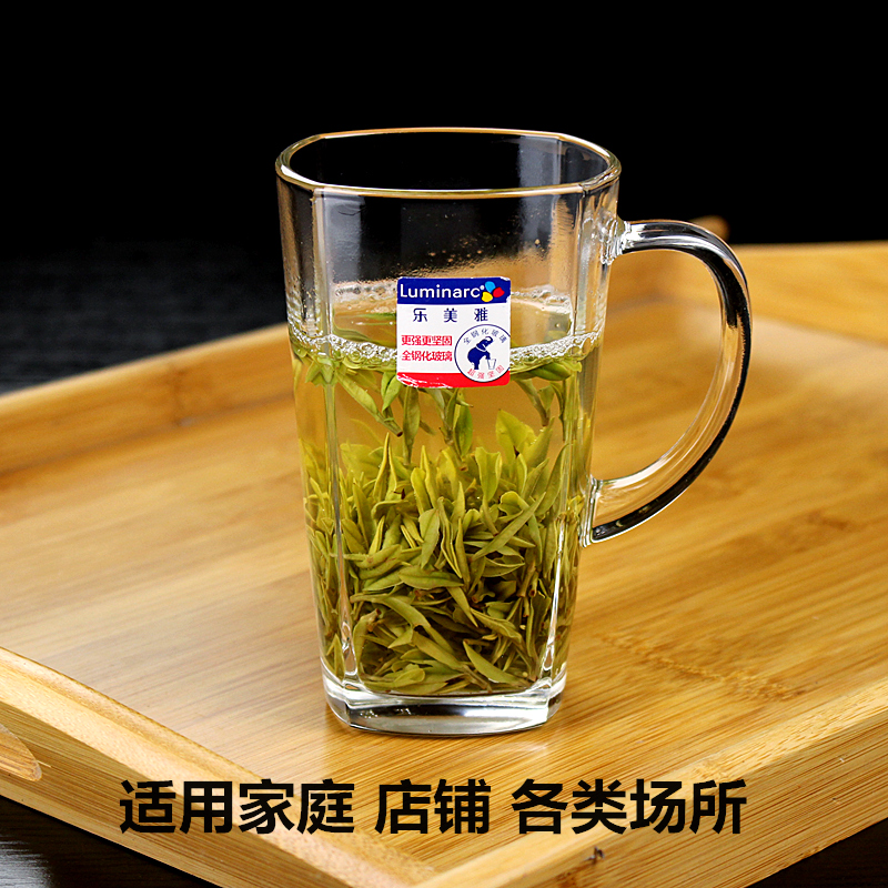 乐美雅玻璃杯家用带把泡茶喝水杯子耐热水杯无盖欧式创意大号茶杯-图1