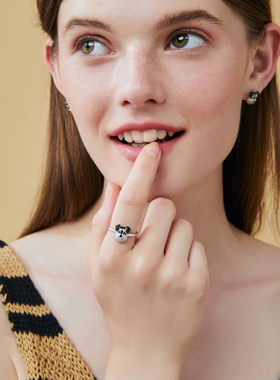 原创设计快乐小狗戒指女生礼物