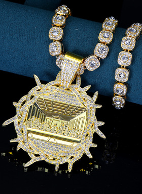 个性满钻最后晚餐吊坠荆棘项链