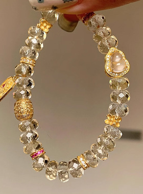 切刻面巴西天然黄水晶手串女玉葫