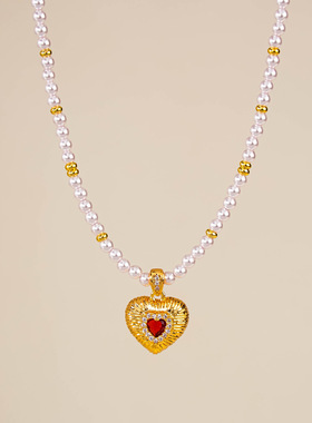 雨琦混合宝石镶嵌珍珠项链项链