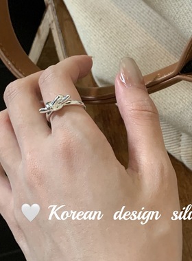 SASA银绳结亮银饰品戒指/指环