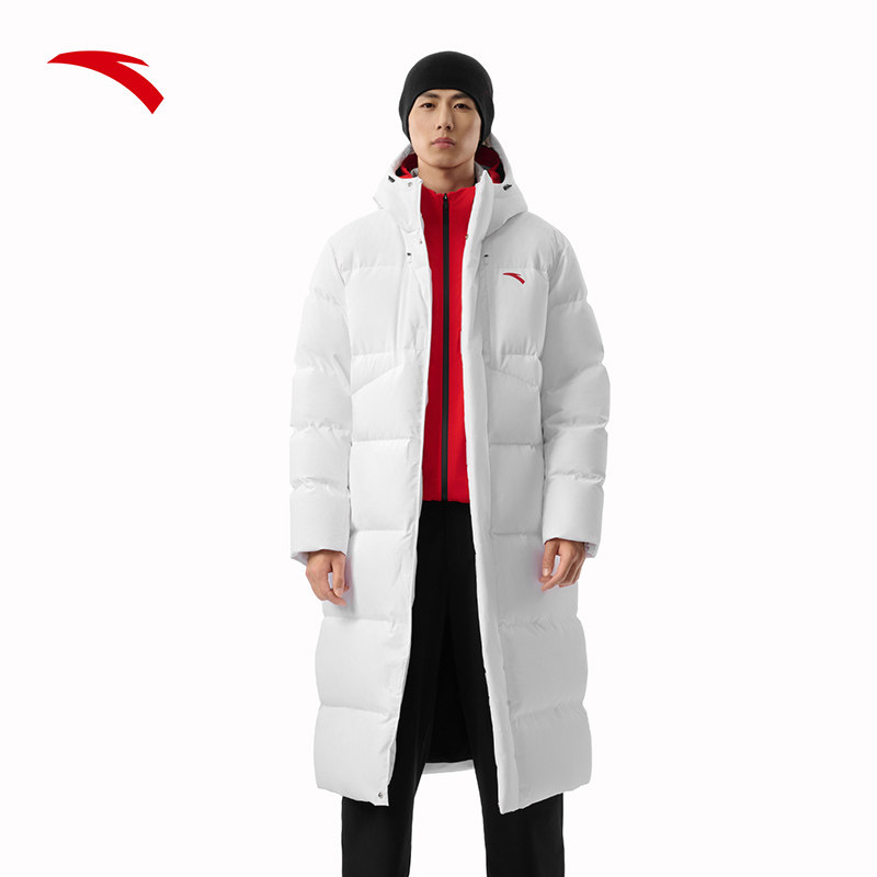 安踏六度芯长款羽绒服男中长款过膝2026年冬季加厚保暖连帽外套男