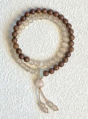 「清秋时节」金丝楠木猫眼石双圈