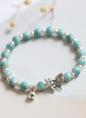 盐湖蝶澈 文艺国风景德镇陶瓷手串新中式蝴蝶瓷珠手链气质