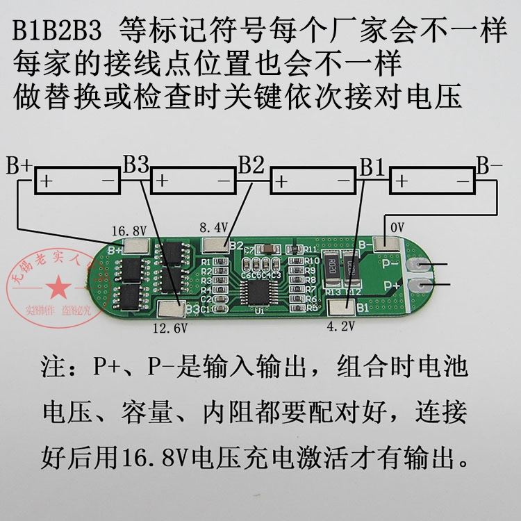 。4串4S18650电池保护板 14.4V14.8V 15V 16.8v锂电保护板4个AO44 - 图0