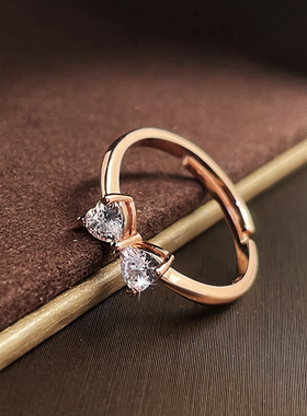 蝴蝶结戒指爱心甜美轻奢小众