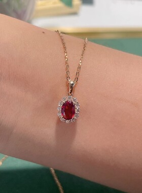轻奢高级感天然鸽血红宝石项链女