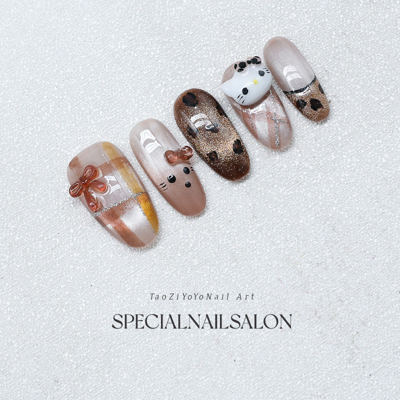 【奶豹kitty】纯手工穿戴甲2025新款可爱星星豹纹甜美高级感美甲,淘宝优惠券,粉丝福利购,淘宝优惠卷