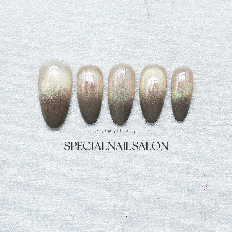 【暮雾之谜】纯手工穿戴美甲秋冬日常撞色猫眼氛围感显白指甲贴片 - 图1