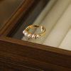 Popular niche pearl ring women's multi-bead diamond row ring