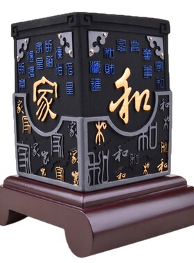 树脂工艺品活性炭雕笔筒创意商务礼品印制办公室开业摆件手工
