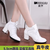 Летние белые высокие современные танцующие туфли, из натуральной кожи, мягкая подошва