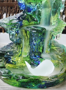 室内古法琉璃居家倒流香炉假山