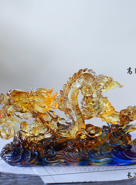 腾龙献宝琉璃龙吐珠摆件商务开业送礼居家前台装饰摆放中式礼品
