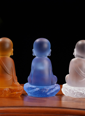 非遗琉璃小沙弥手作佛像摆件