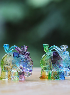 琉璃如意吉祥大象笔架摆件