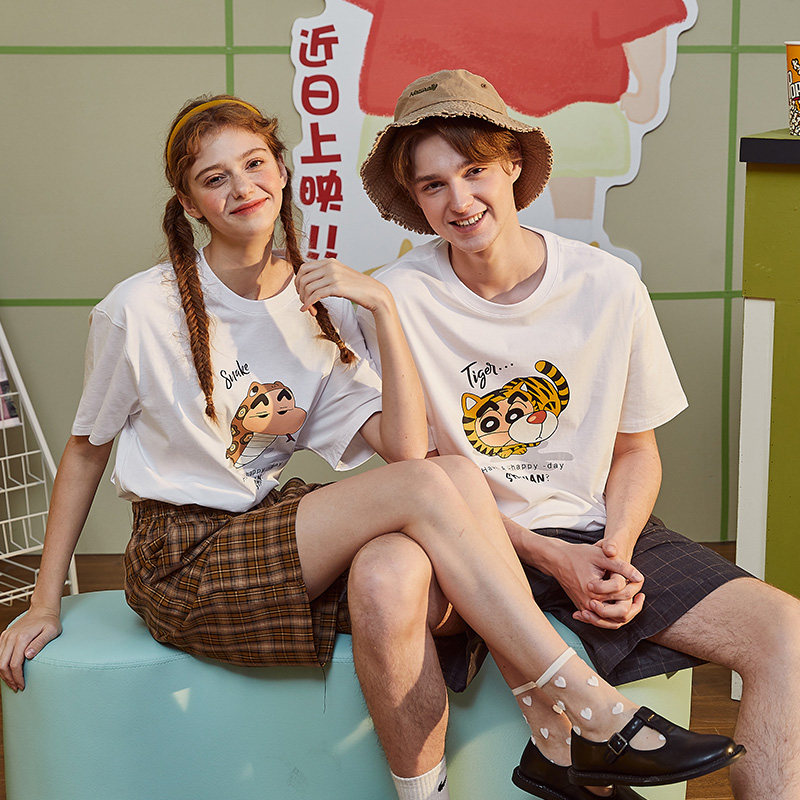 唐狮情侣装t恤2021夏新款t打底衫 唐狮喜之乐T恤
